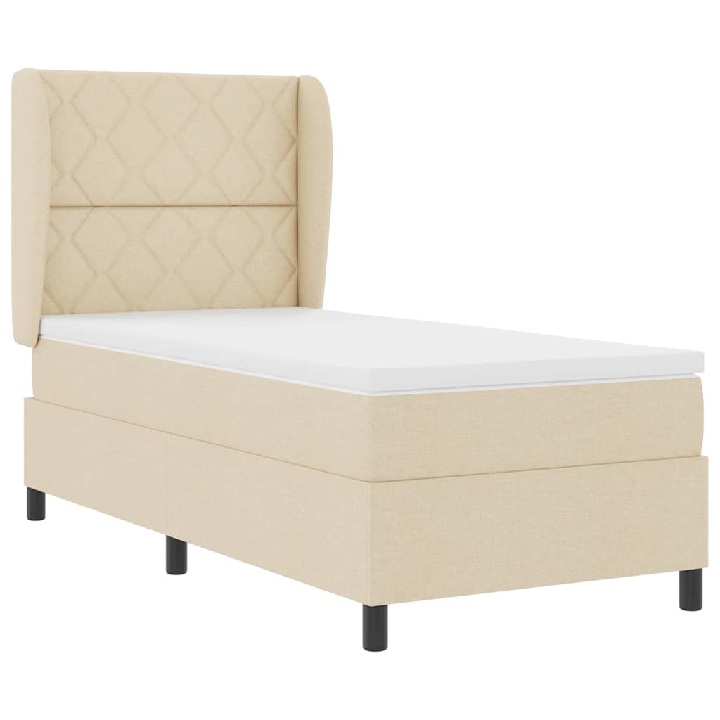 Boxspring bed met hoofdeinde Crème 90 x 190 cm Stof