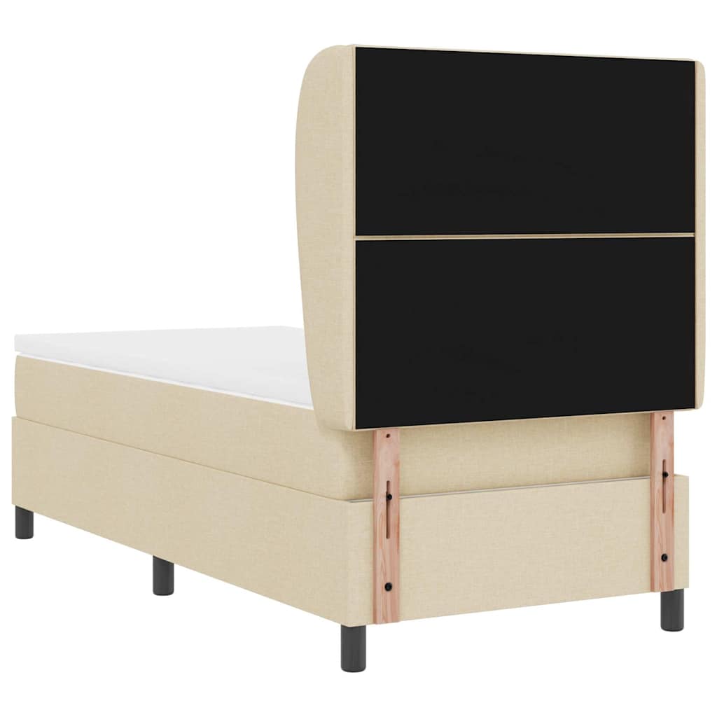Boxspring bed met hoofdeinde Crème 90 x 190 cm Stof