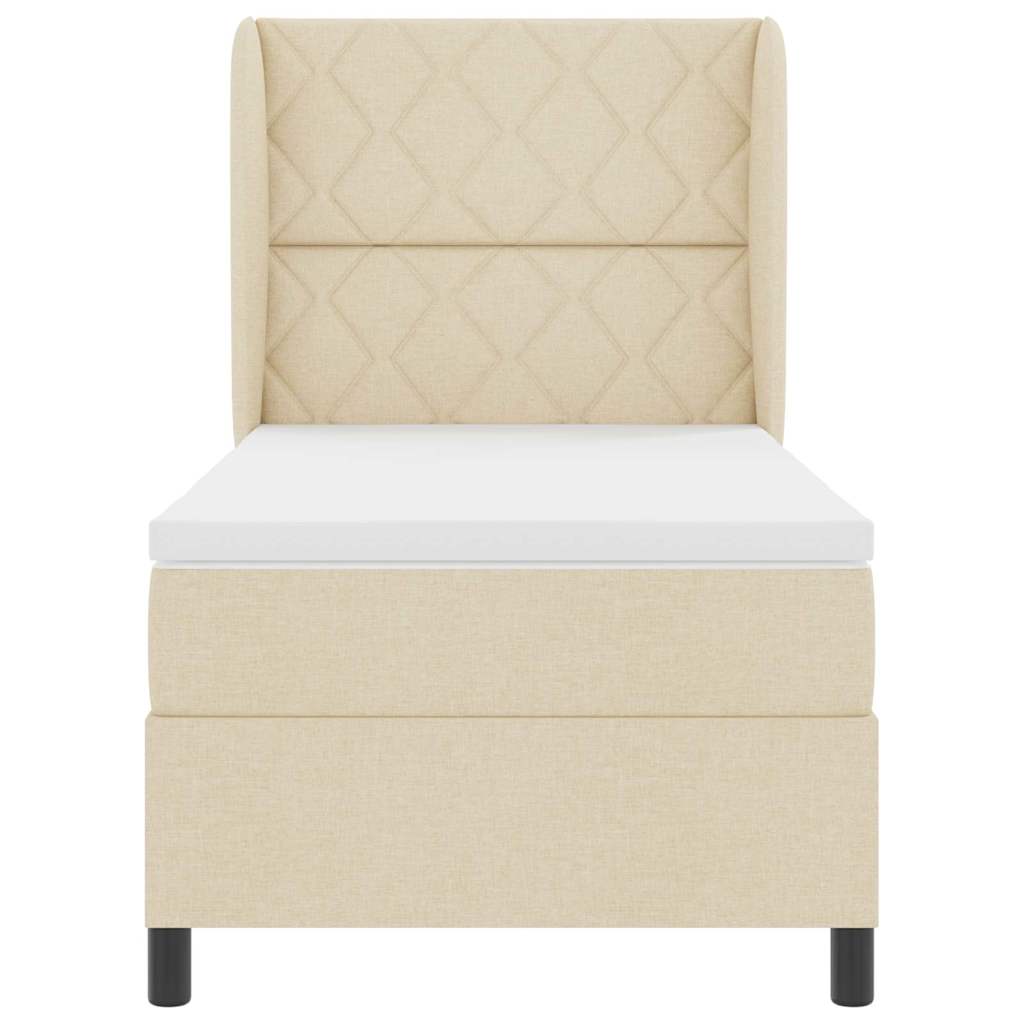 Boxspring bed met hoofdeinde Crème 90 x 190 cm Stof