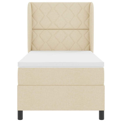 Boxspring bed met hoofdeinde Crème 90 x 190 cm Stof