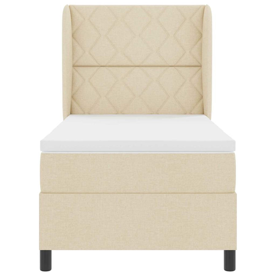 Boxspring bed met hoofdeinde Crème 90 x 190 cm Stof