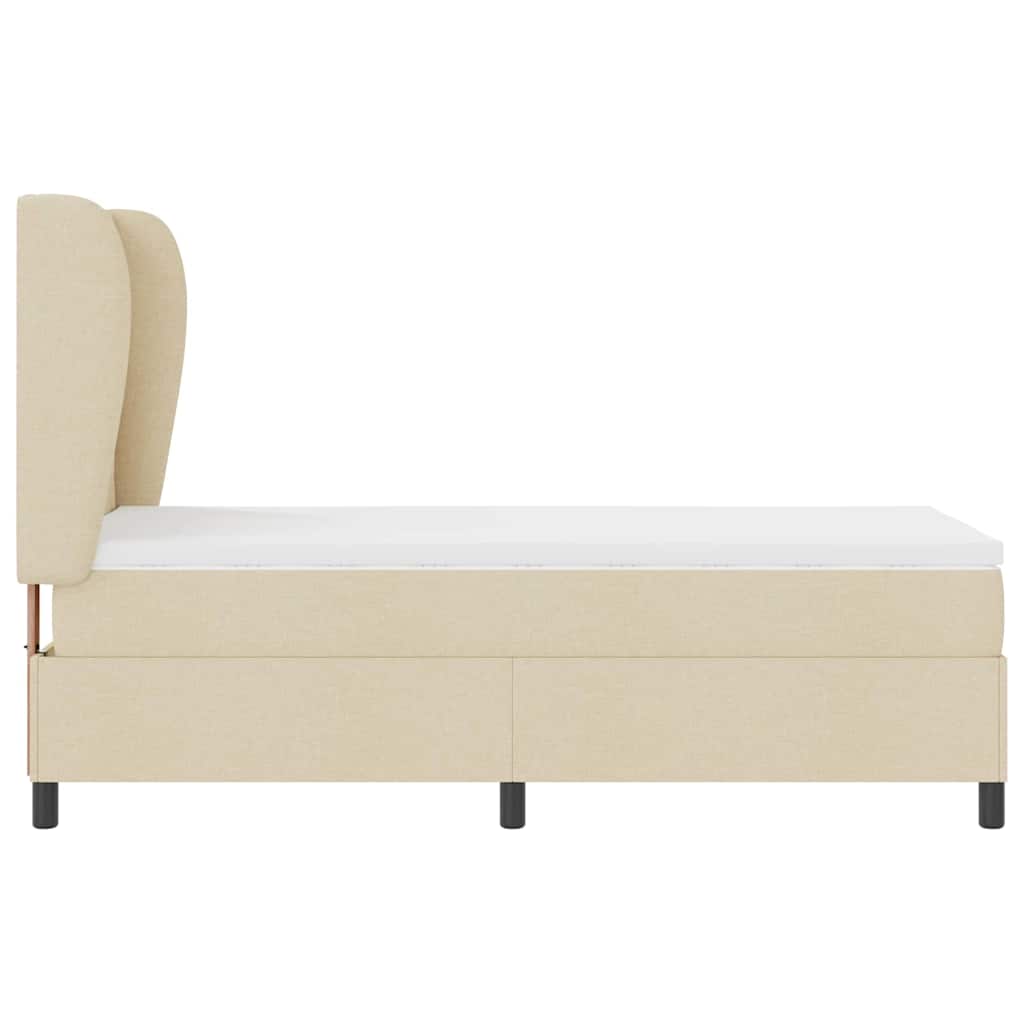 Boxspring bed met hoofdeinde Crème 90 x 190 cm Stof