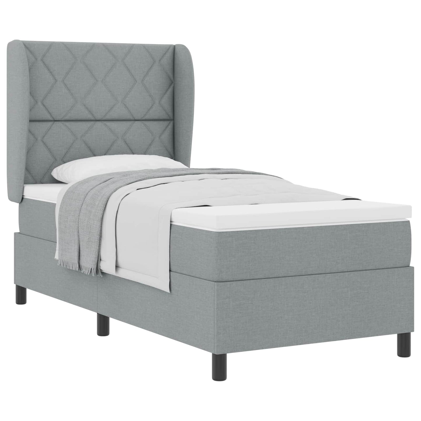 Boxspring bed met hoofdeinde Lichtgrijs 90 x 200 cm Stof