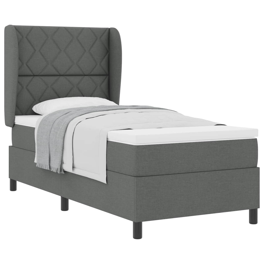 Boxspring bed met hoofdeinde Donkergrijs 90 x 200 cm Stof
