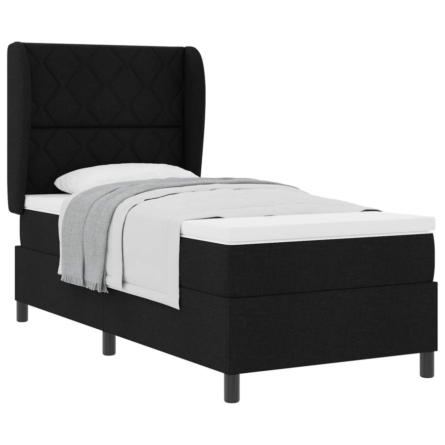 Boxspring bed met hoofdeinde Zwart 90 x 200 cm Stof