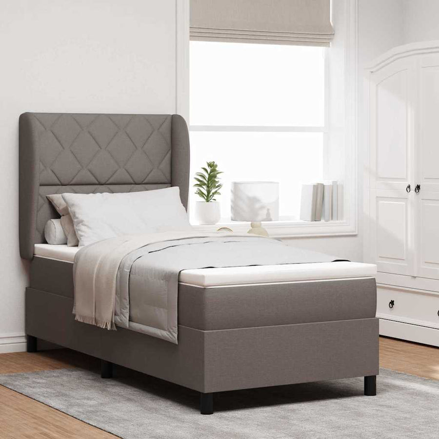 Boxspring bed met hoofdeinde Taupe 90 x 200 cm Stof