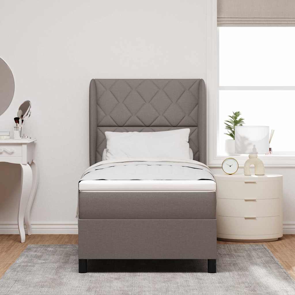 Boxspring bed met hoofdeinde Taupe 90 x 200 cm Stof