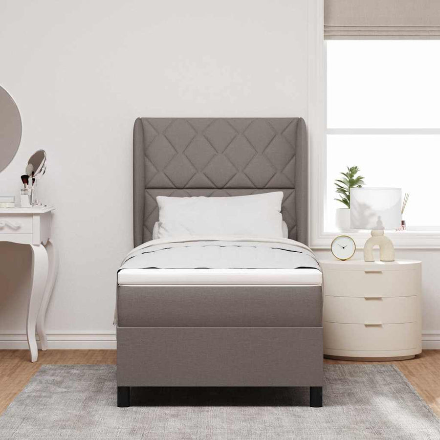 Boxspring bed met hoofdeinde Taupe 90 x 200 cm Stof