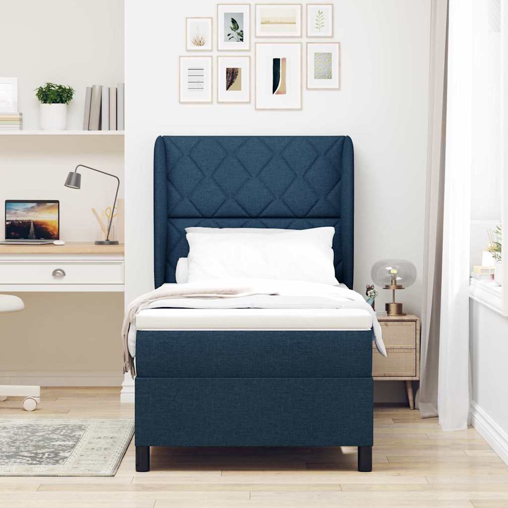 Boxspring bed met hoofdeinde Blauw 90 x 200 cm Stof