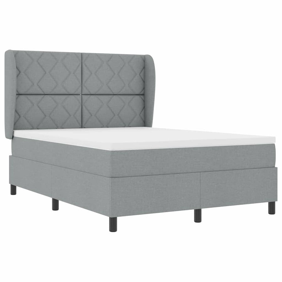 Boxspring bed met hoofdeinde Lichtgrijs 140 x 190 cm Stof