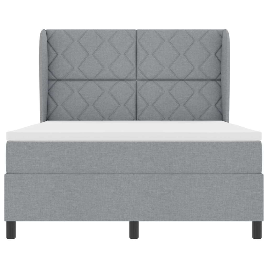 Boxspring bed met hoofdeinde Lichtgrijs 140 x 190 cm Stof