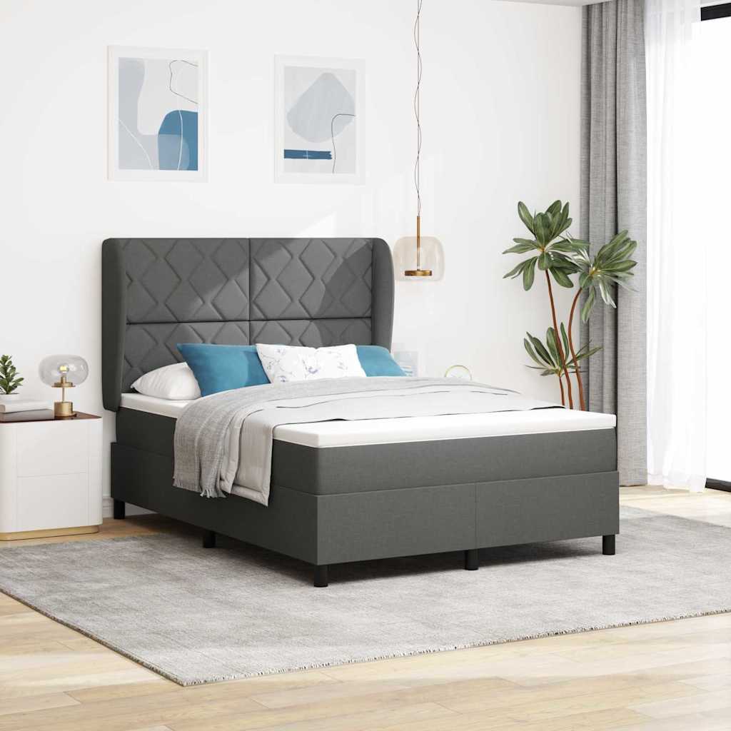 Boxspring bed met hoofdeinde Donkergrijs 140 x 190 cm Stof