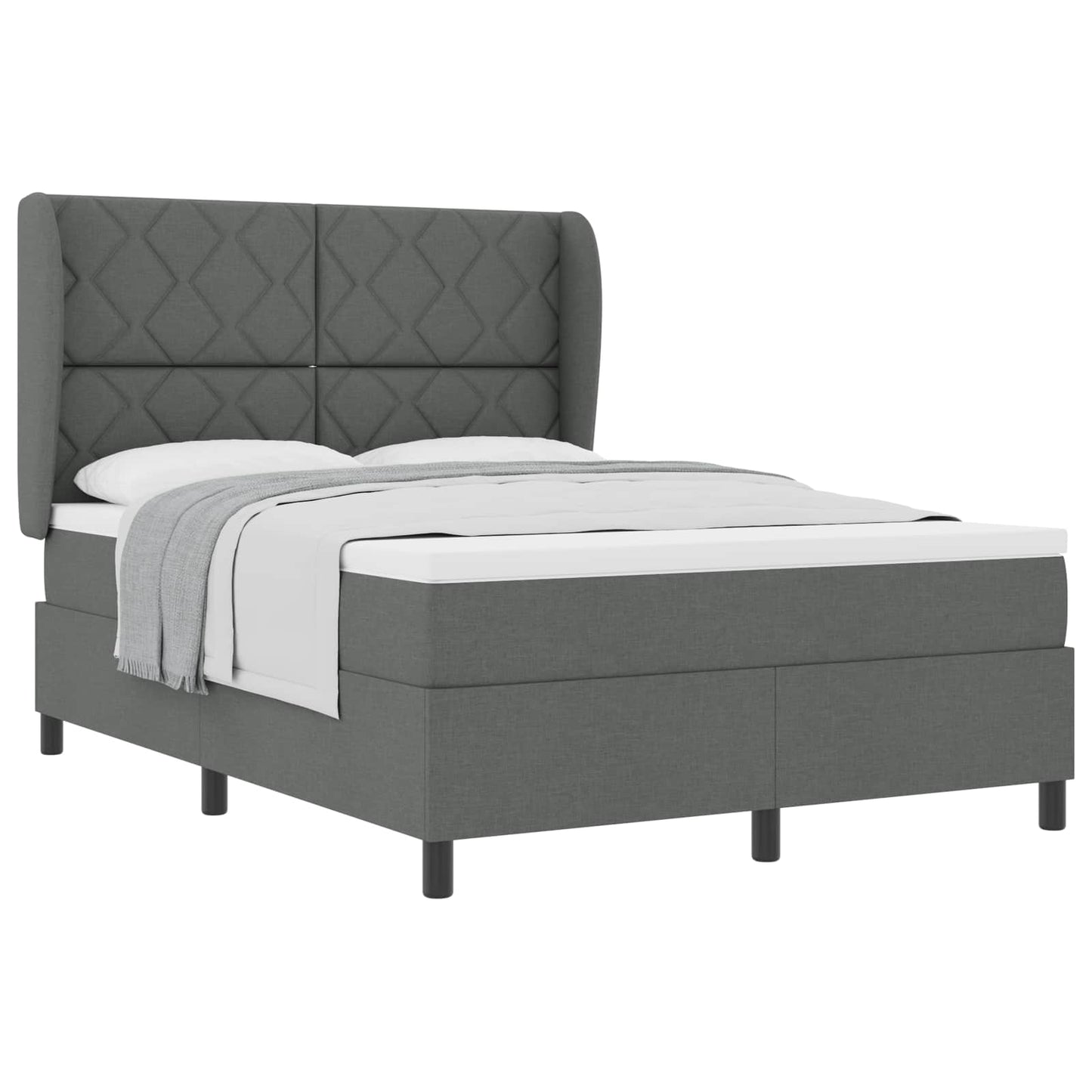Boxspring bed met hoofdeinde Donkergrijs 140 x 190 cm Stof