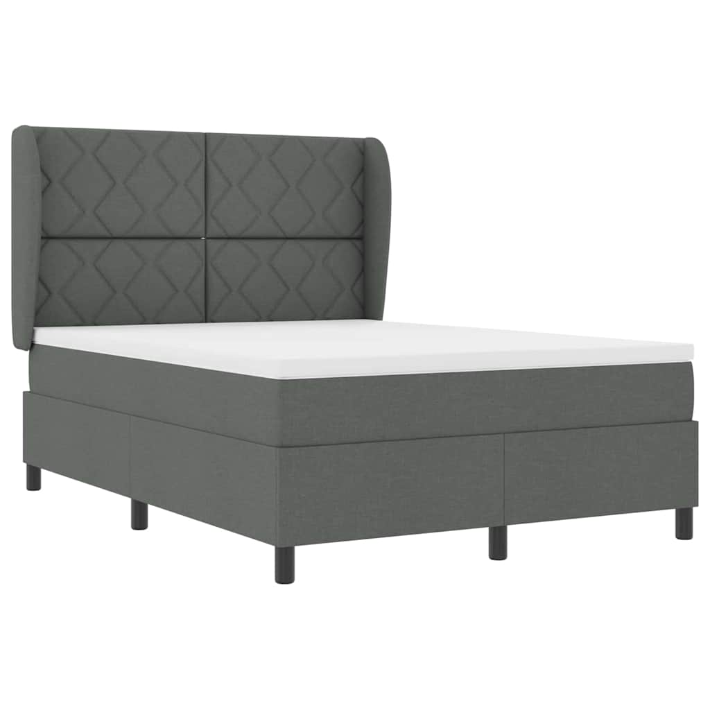 Boxspring bed met hoofdeinde Donkergrijs 140 x 190 cm Stof