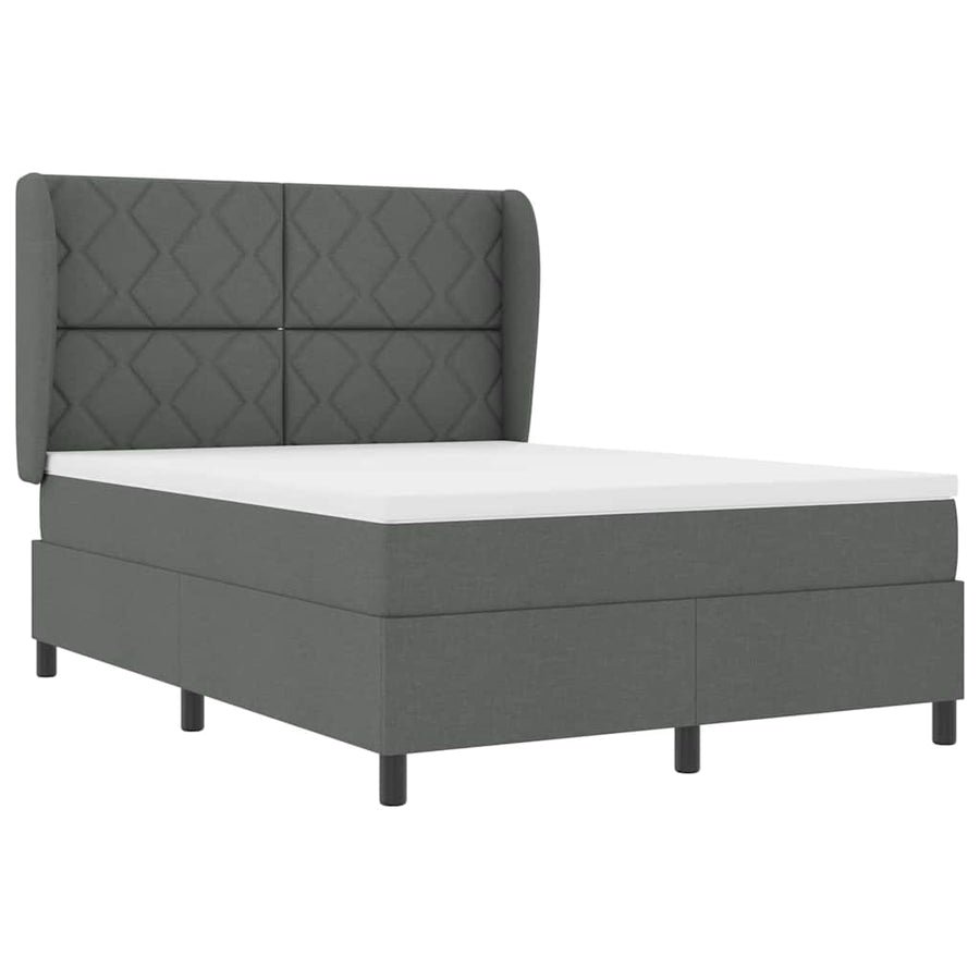 Boxspring bed met hoofdeinde Donkergrijs 140 x 190 cm Stof