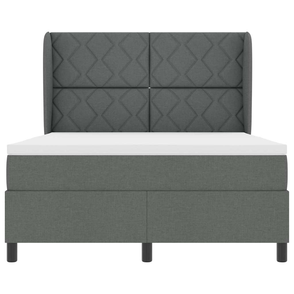 Boxspring bed met hoofdeinde Donkergrijs 140 x 190 cm Stof