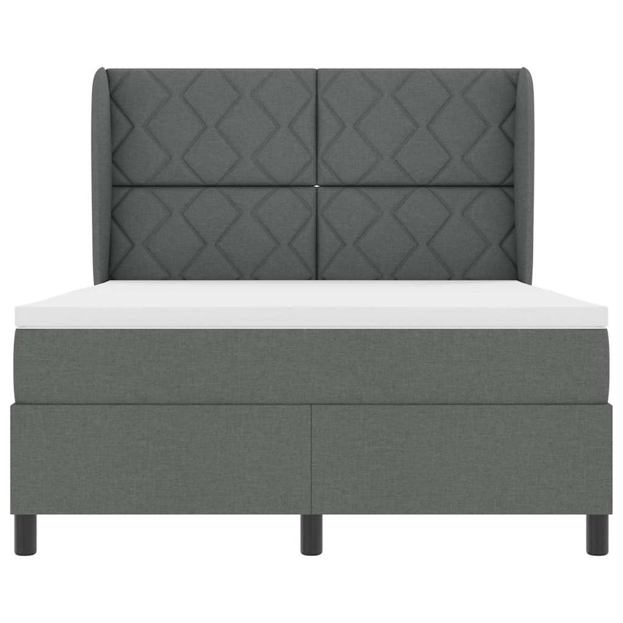 Boxspring bed met hoofdeinde Donkergrijs 140 x 190 cm Stof
