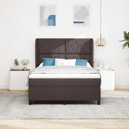 Boxspring bed met hoofdeinde Donkerbruin 140 x 190 cm Stof