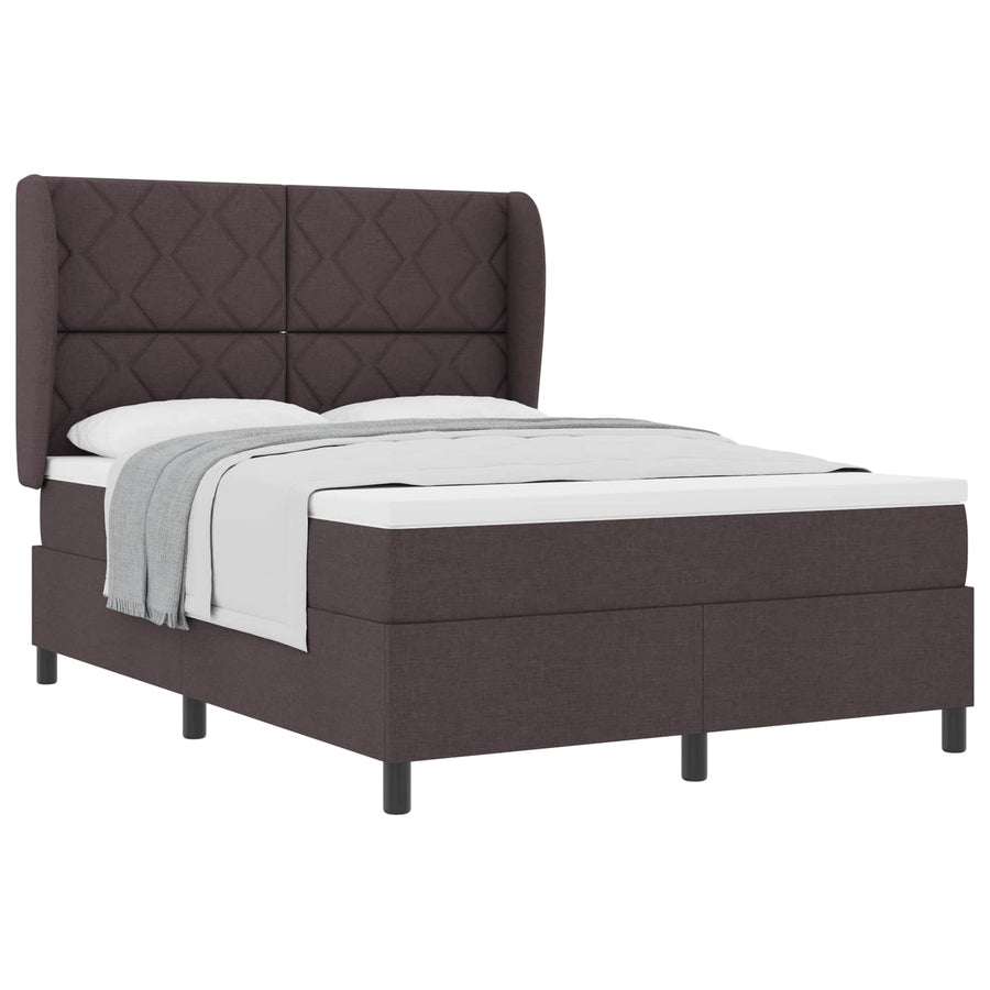 Boxspring bed met hoofdeinde Donkerbruin 140 x 190 cm Stof