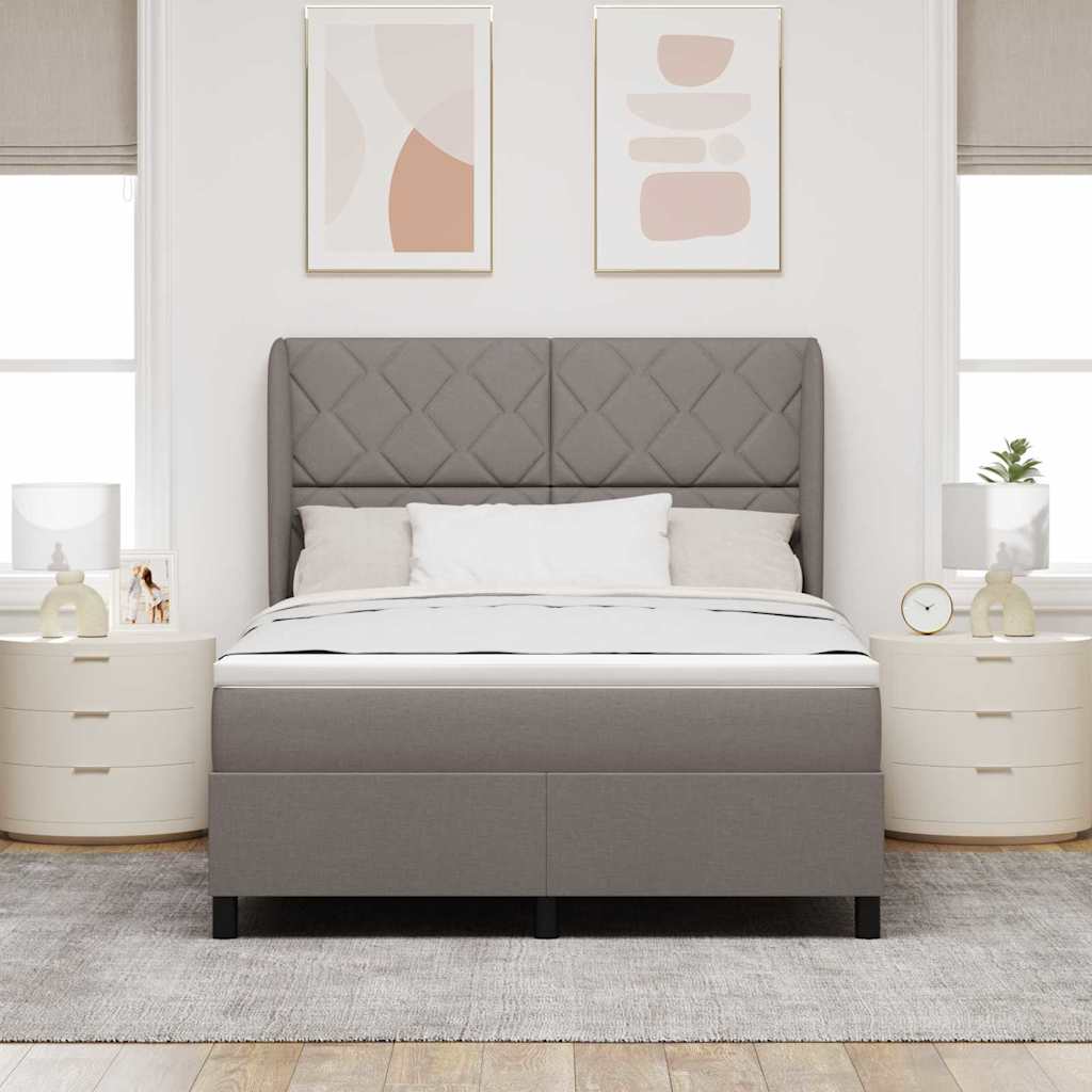 Boxspring bed met hoofdeinde Taupe 140 x 190 cm Stof