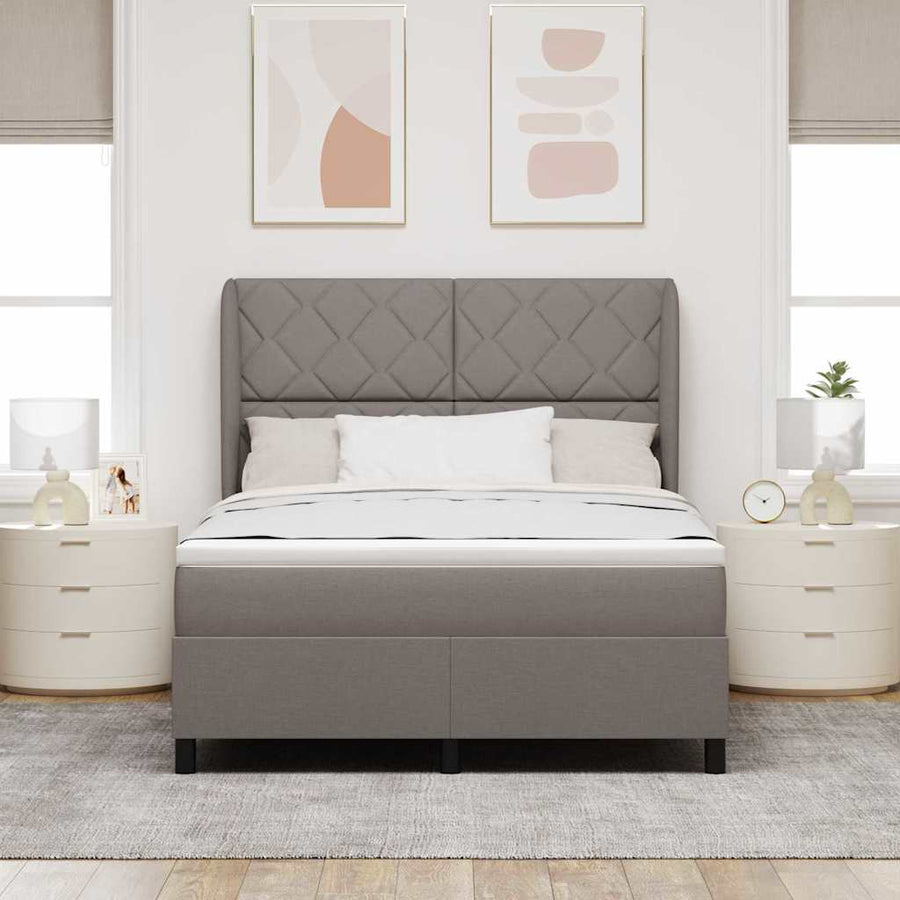 Boxspring bed met hoofdeinde Taupe 140 x 190 cm Stof