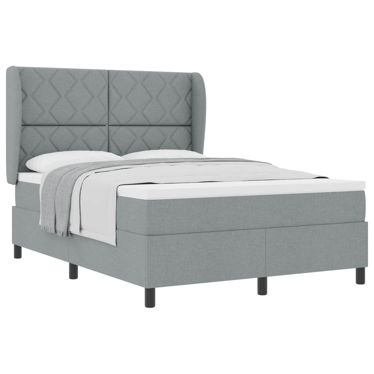 Boxspring bed met hoofdeinde Lichtgrijs 140 x 200 cm Stof