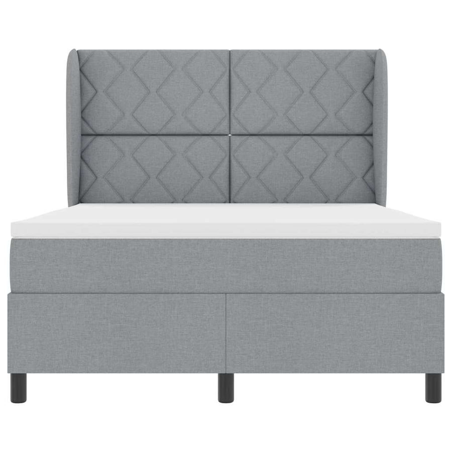 Boxspring bed met hoofdeinde Lichtgrijs 140 x 200 cm Stof