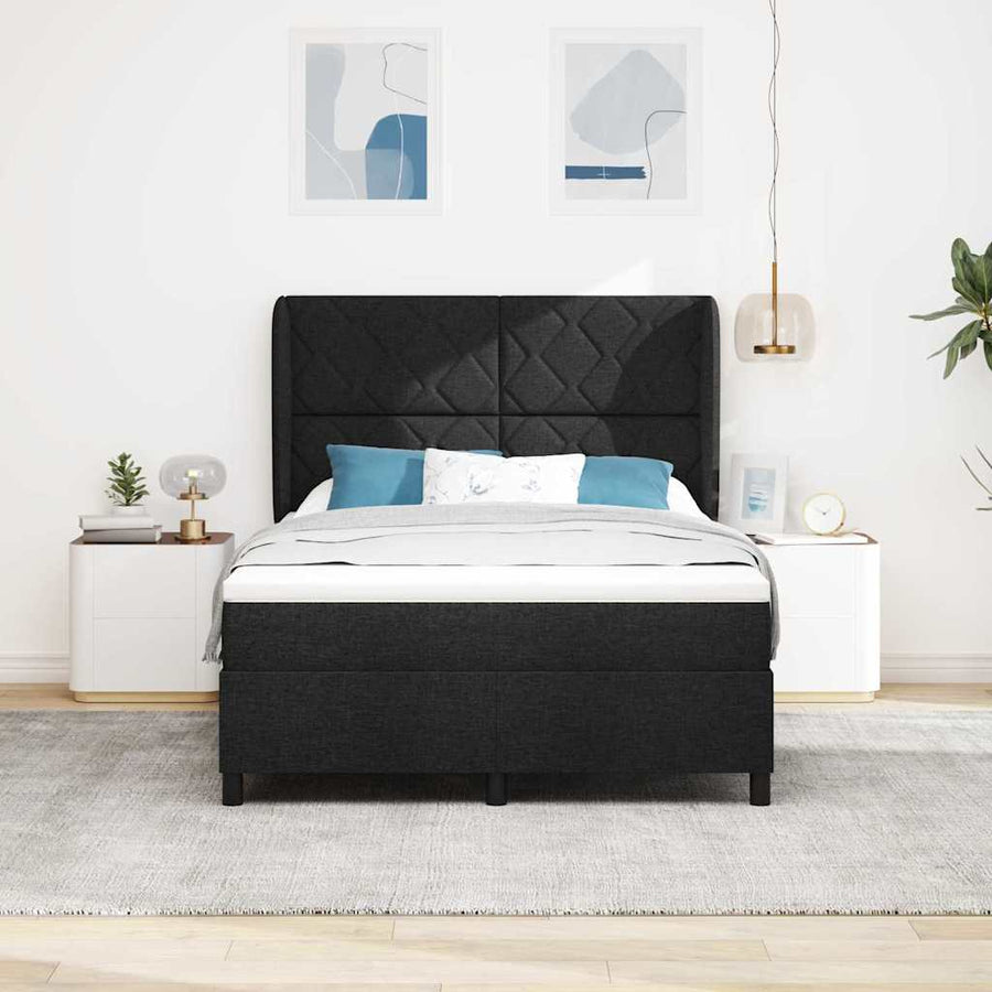Boxspring bed met hoofdeinde Zwart 140 x 200 cm Stof