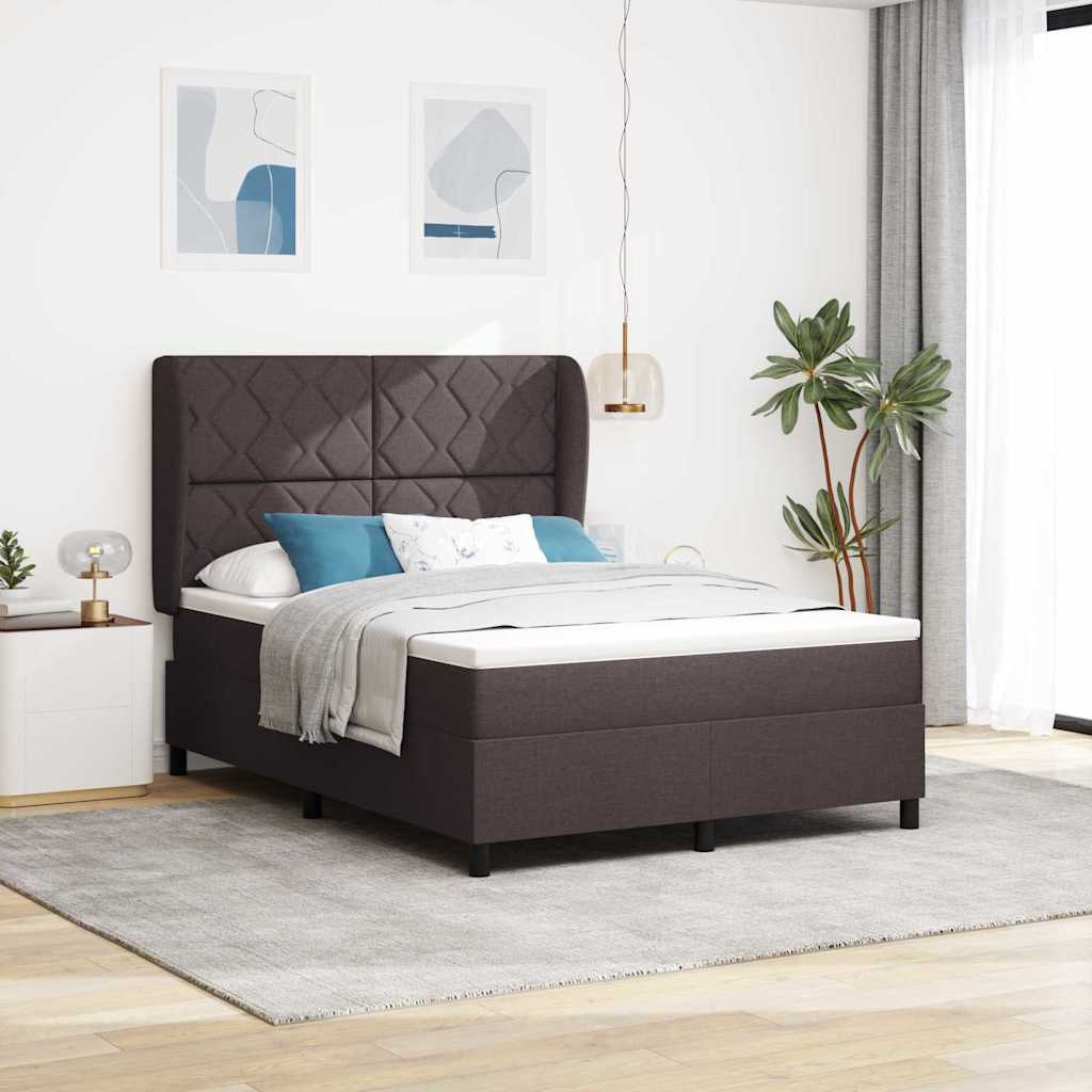 Boxspring bed met matras Donkerbruin 140 x 200 cm Stof