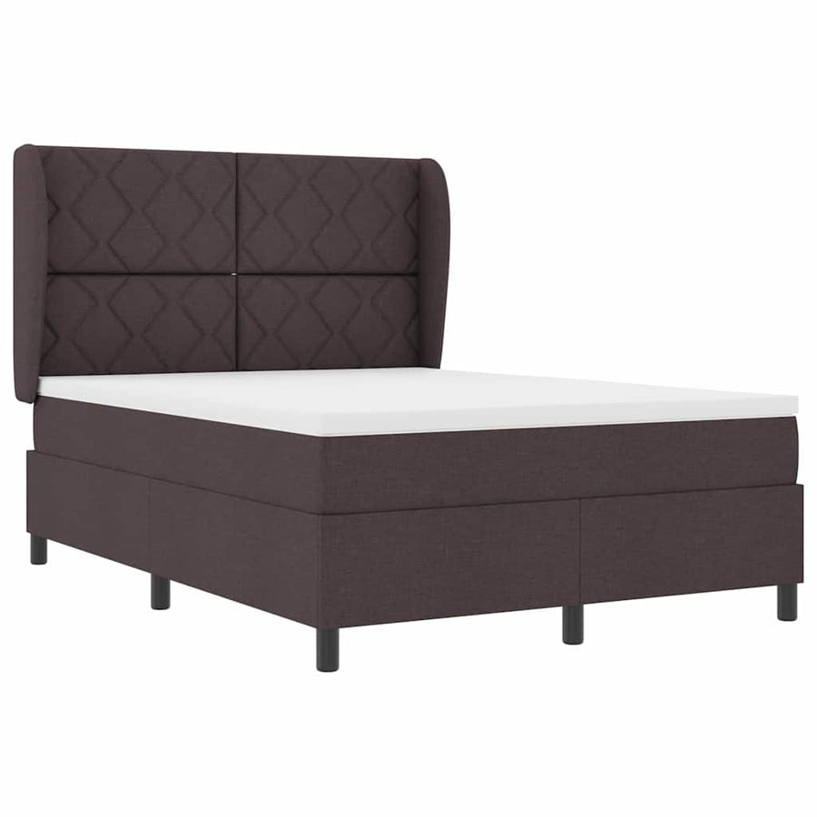 Boxspring bed met matras Donkerbruin 140 x 200 cm Stof