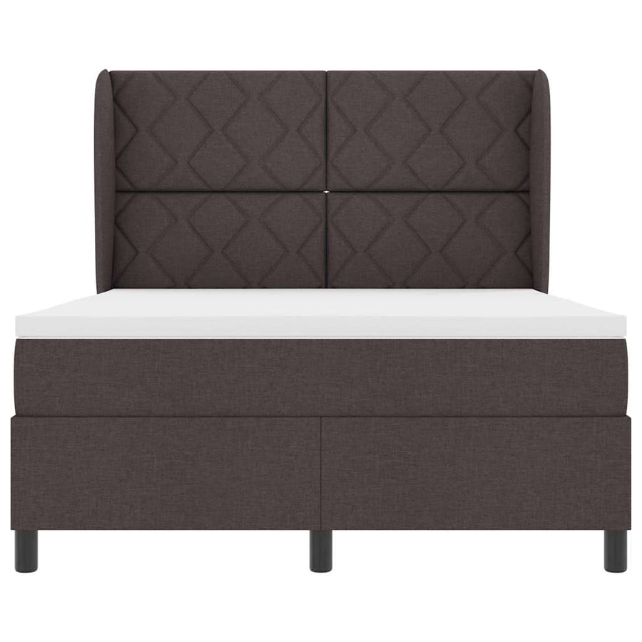 Boxspring bed met matras Donkerbruin 140 x 200 cm Stof