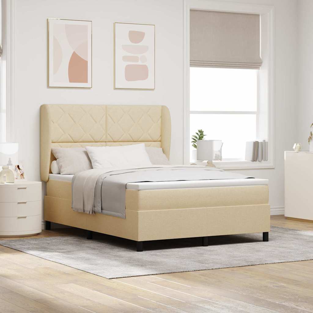 Boxspring bed met hoofdeinde Crème 160 x 200 cm Stof