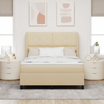Boxspring bed met hoofdeinde Crème 160 x 200 cm Stof
