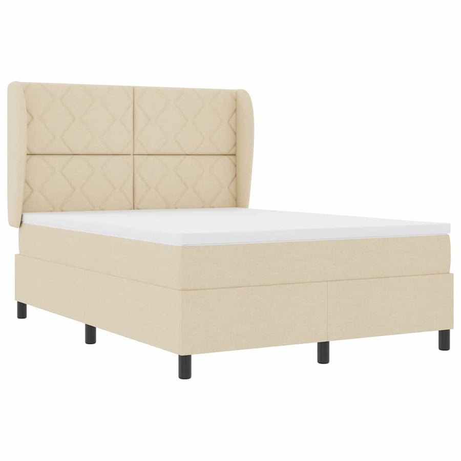 Boxspring bed met hoofdeinde Crème 160 x 200 cm Stof