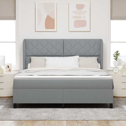Boxspring bed met hoofdeinde Lichtgrijs 180 x 200 cm Stof