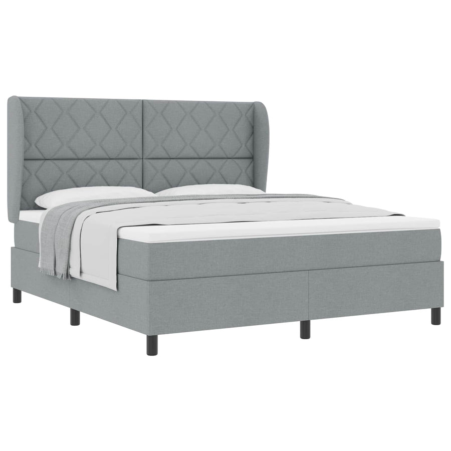 Boxspring bed met hoofdeinde Lichtgrijs 180 x 200 cm Stof