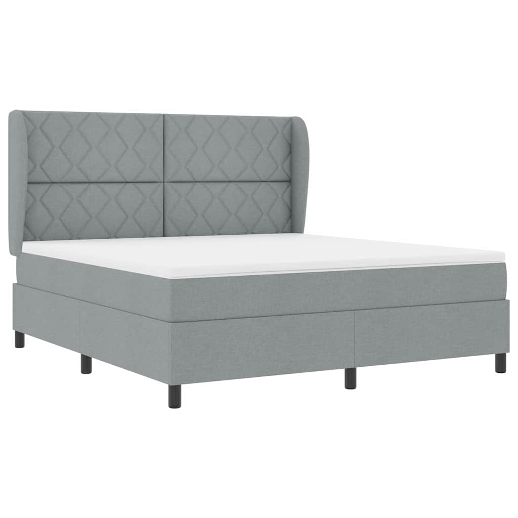 Boxspring bed met hoofdeinde Lichtgrijs 180 x 200 cm Stof