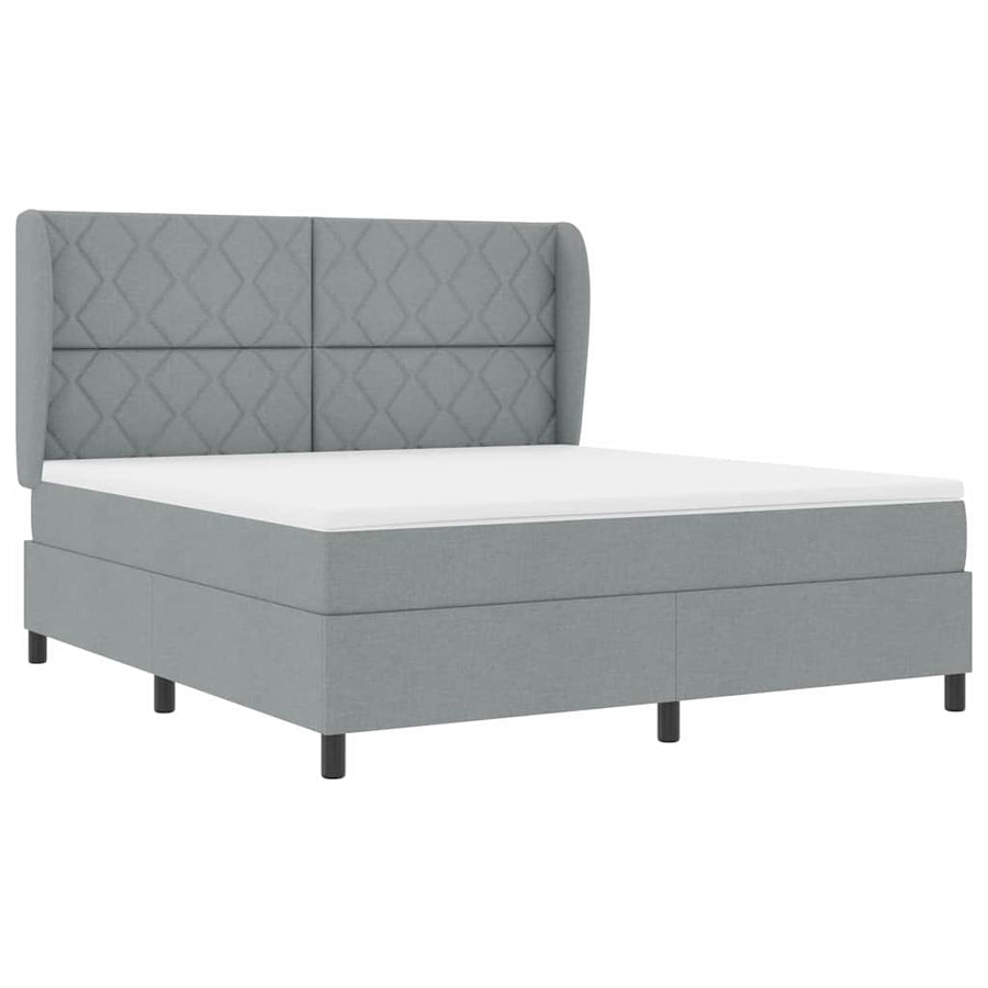 Boxspring bed met hoofdeinde Lichtgrijs 180 x 200 cm Stof