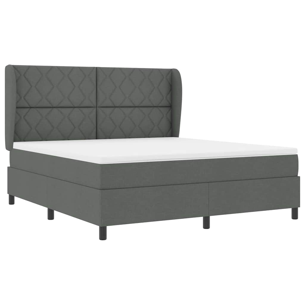 Boxspring bed met hoofdeinde Donkergrijs 180 x 200 cm Stof