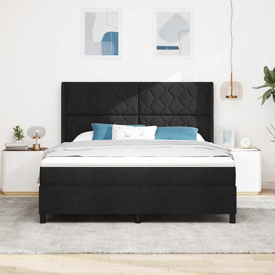 Boxspring bed met hoofdeinde Zwart 180 x 200 cm Stof