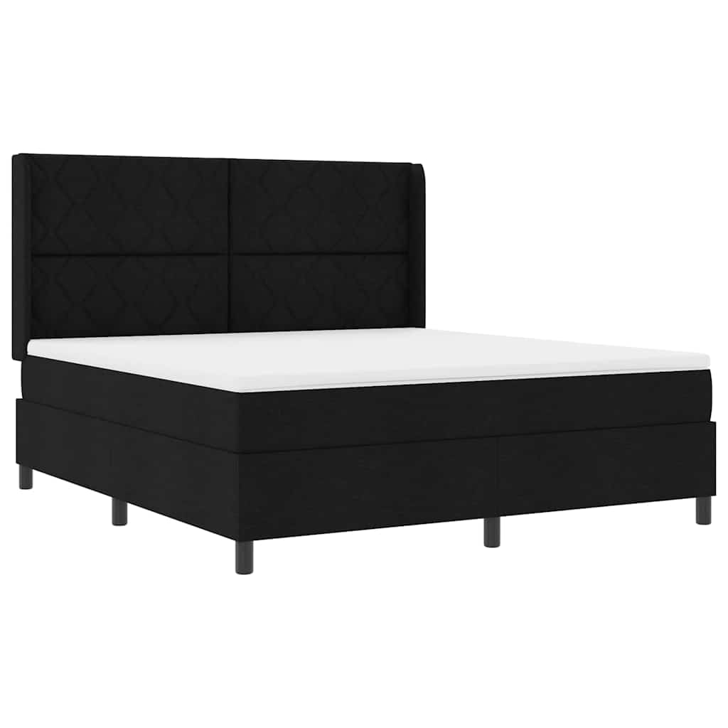 Boxspring bed met hoofdeinde Zwart 180 x 200 cm Stof