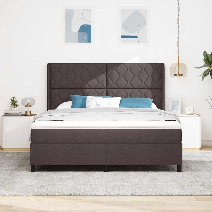 Boxspring bed met hoofdeinde Donkerbruin 180 x 200 cm Stof