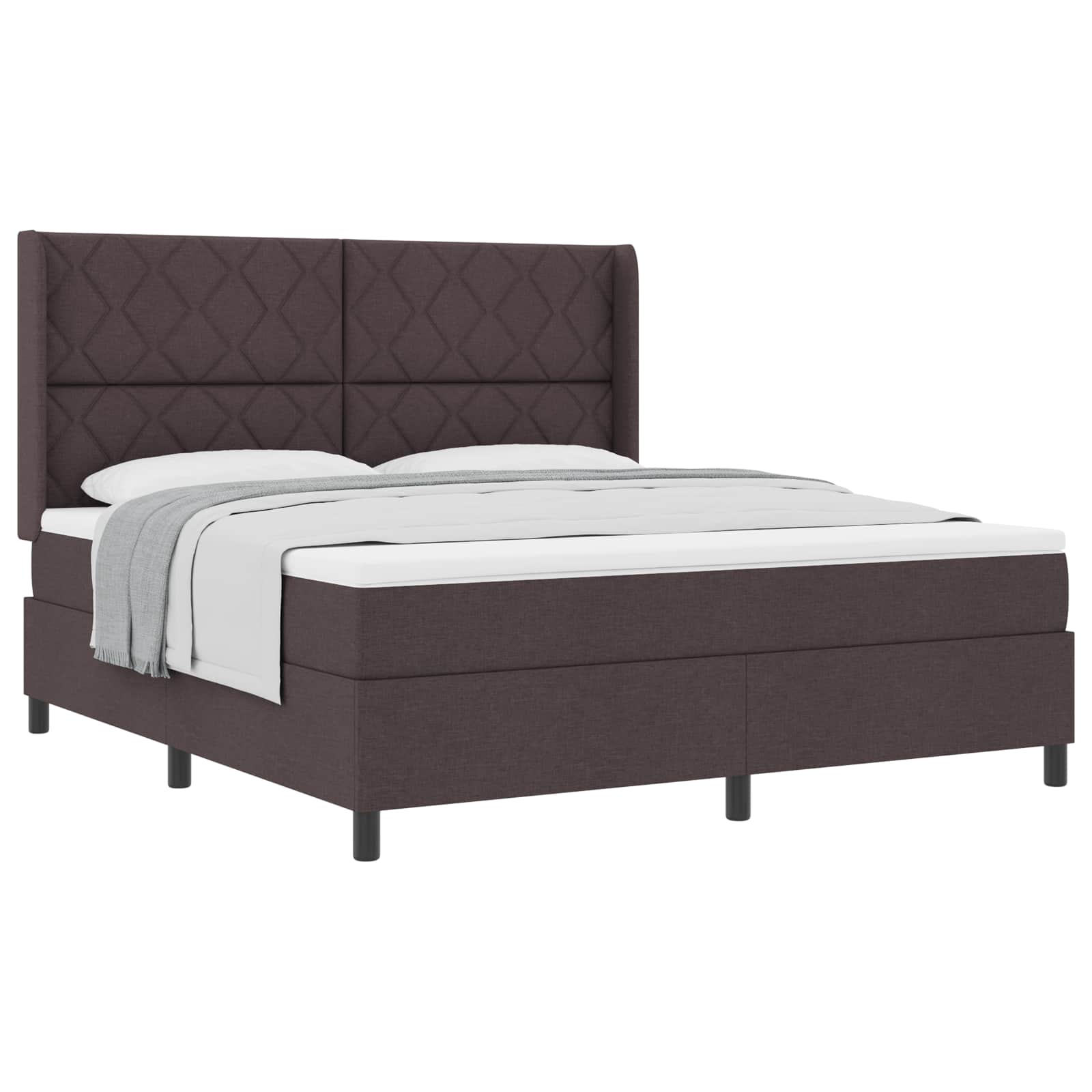 Boxspring bed met hoofdeinde Donkerbruin 180 x 200 cm Stof