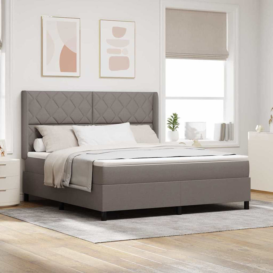 Boxspring bed met hoofdeinde Taupe 180 x 200 cm Stof