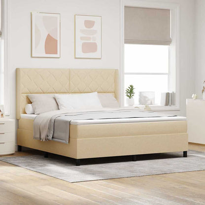 Boxspring bed met hoofdeinde Crème 180 x 200 cm Stof