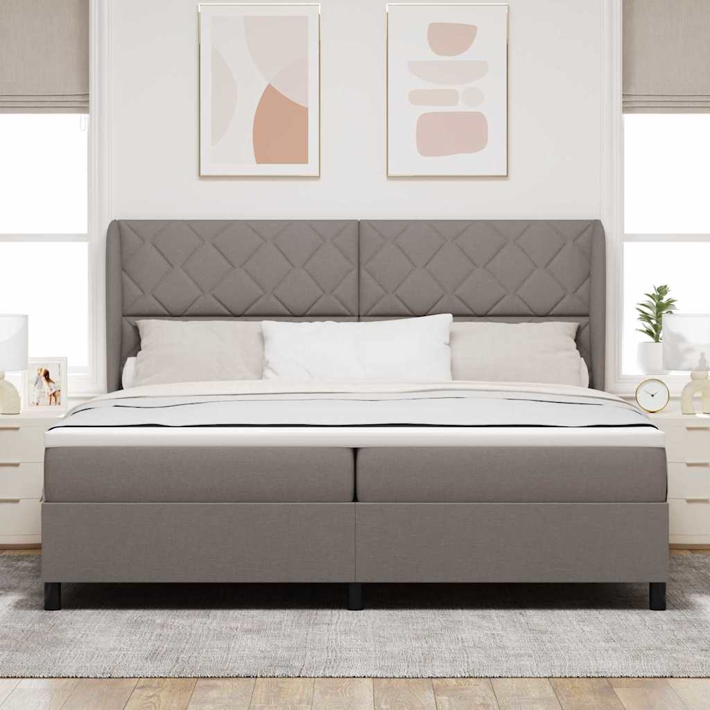 Boxspring bed met hoofdeinde Taupe 200 x 200 cm Stof
