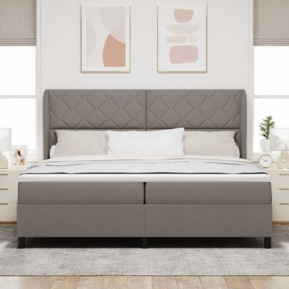 Boxspring bed met hoofdeinde Taupe 200 x 200 cm Stof