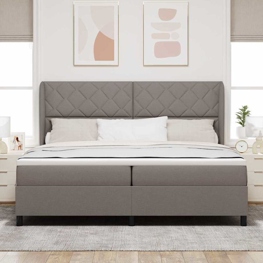 Boxspring bed met hoofdeinde Taupe 200 x 200 cm Stof