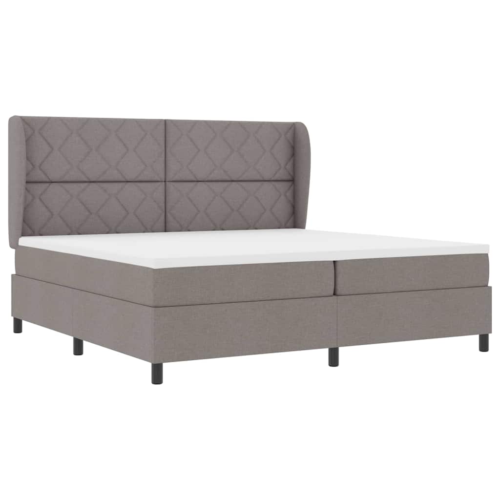 Boxspring bed met hoofdeinde Taupe 200 x 200 cm Stof