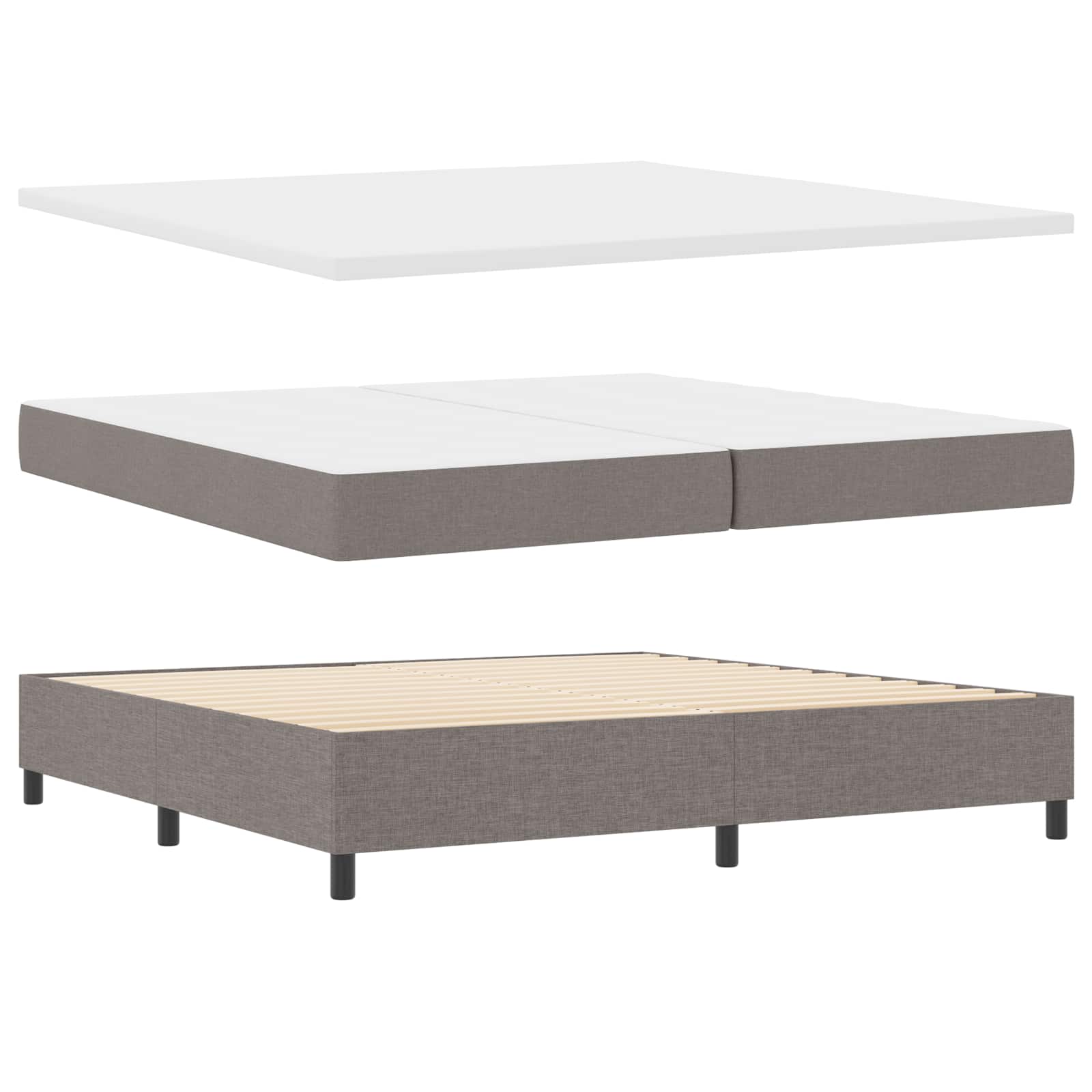 Boxspring bed met hoofdeinde Taupe 200 x 200 cm Stof